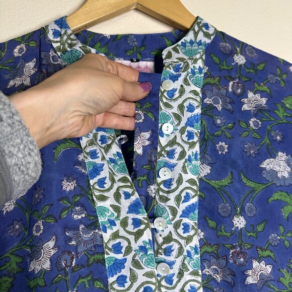 Mod's Mahal Floral Midi Dress Womens Size S Pockets Prairie Block Print Boho - Picture 7 of 11